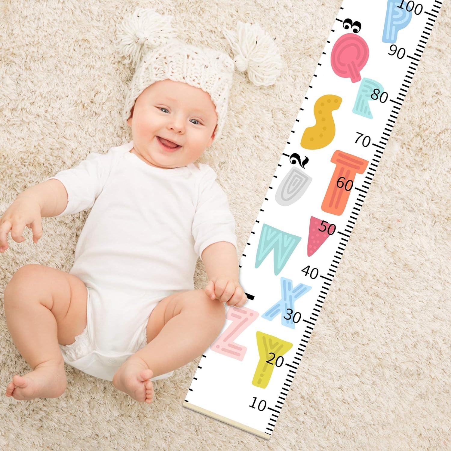 Toise Murale Enfant 200cm - Règle Croissance Bébé Décoration Chambre Bois Et Toile