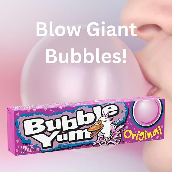 Bubble Yum Variety Pack of 6-3 Packs of Each Flavor - Original and Cotton Candy - Classic Gum People Have Enjoyed For Generations - Great for Sharing