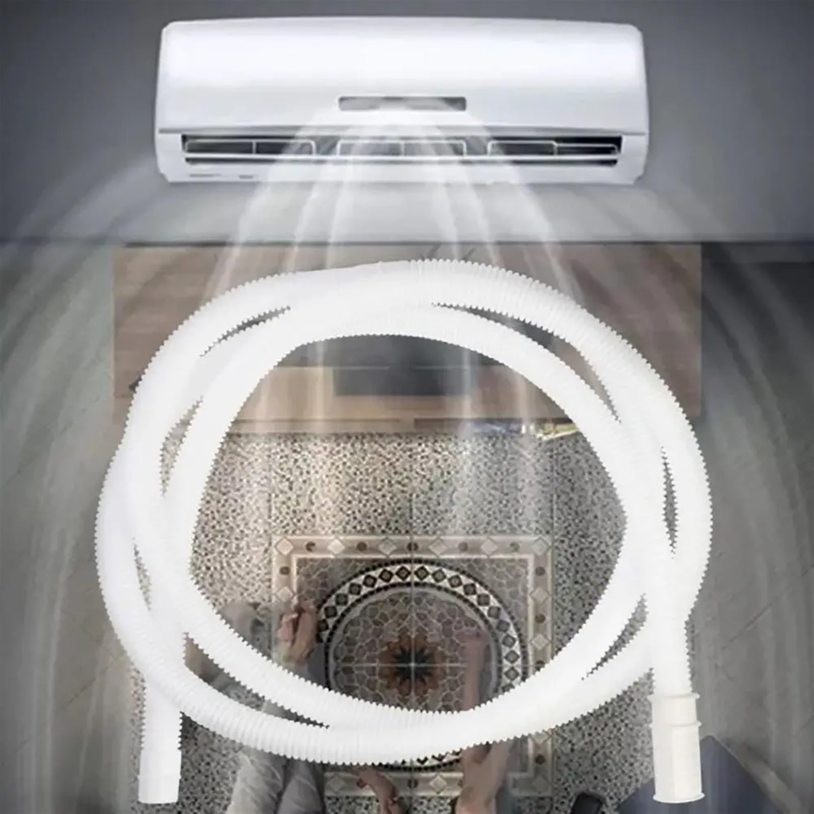Wąż spustowy, Wąż do pralki Wąż do pralki Wąż do zmywarki Rura spustowa Odpływ wody Miękka rura Biały PP Rozciągliwy elastyczny wąż hydrauliczny(0.5 Meter)