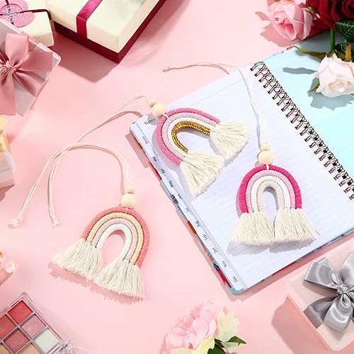 Miniatura 6 de 3 piezas de difusor de aceite esencial bohemio con diseño de arco iris para automóvil, lindos ambientadores de automóvil, hechos a mano, accesorios