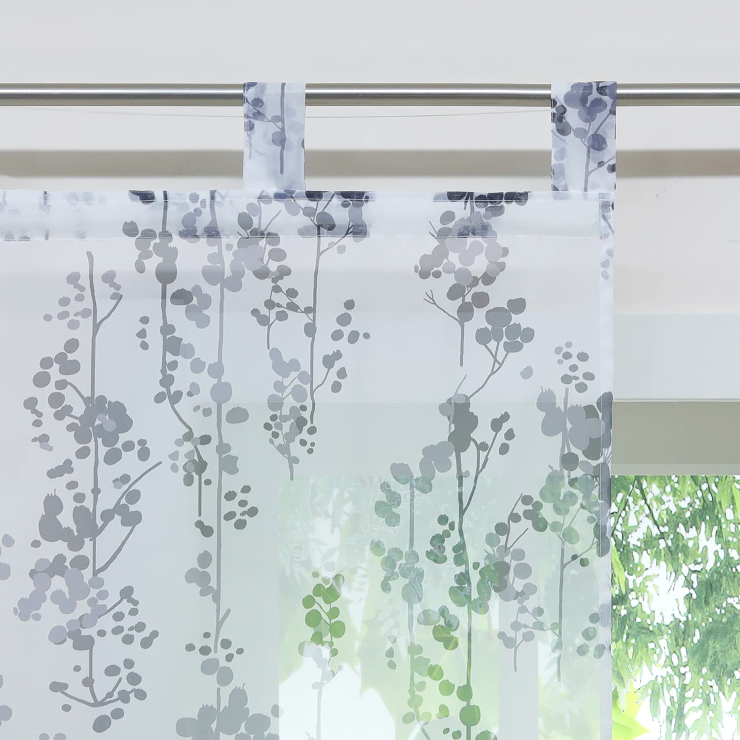 ESLIR Schiebegardinen Voile Flächenvorhänge Set 2er Schiebevorhang Modern Gardinen mit Schlaufen Transparent Vorhang Grau BxH 57x225cm 2 Stück