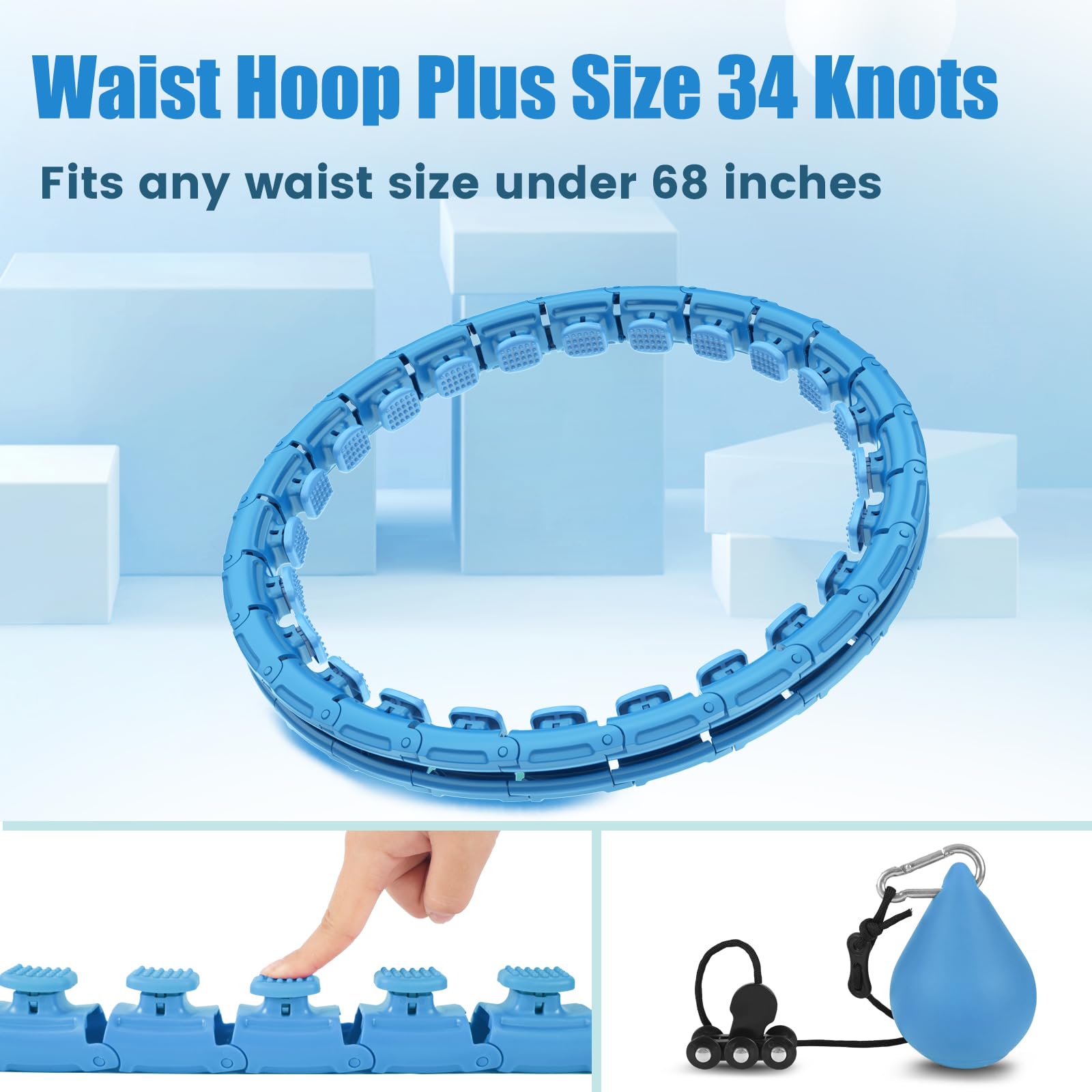 OurStarry Smart Cerceau Hula Fitness Hoop Adulte et Enfant, Weighted Hula Cerceau Hoop ​Intelligent, 24 nœuds en Vrac détachables