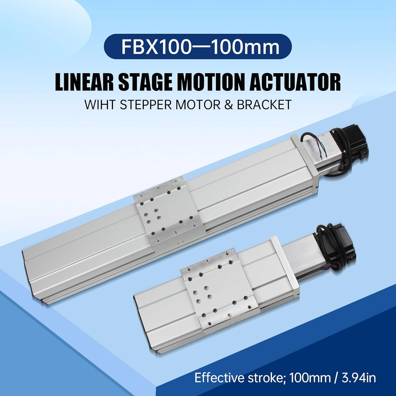 RATTMMOTOR FBX100-100mm Heavy CNC Linear Actuator Kit, Aluminum Alloy Fully Enclosed Linear Motion Stage Actuator Double Linear Slide Rail X Y Z Axis Linear Slide Table Linear Motion Guide for CNC