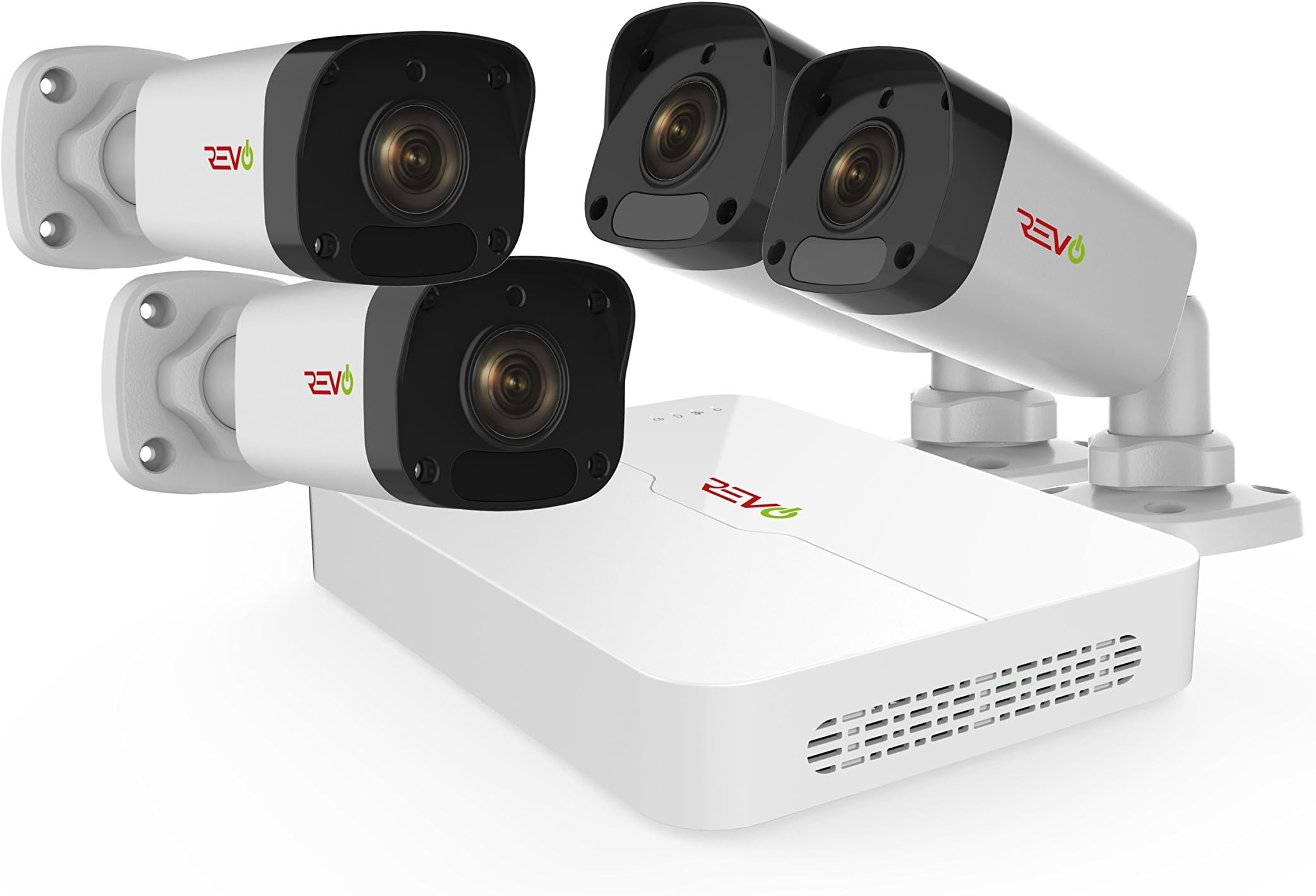 REVOAmerica Ultra HD 4 Ch. 1TB HDD IP NVR Video Surveillance System, 4 x 1080p Bullet Security Cameras - Remote Access via Smart Phone, Tablet, PC & MAC, White (RU42B4E-1T)