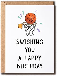 Swishing You A Happy Birthday - Pun Birthday Card - Basketball Birthday Card - Basketball Card - Card For Him - Card For Husband - Sport Card