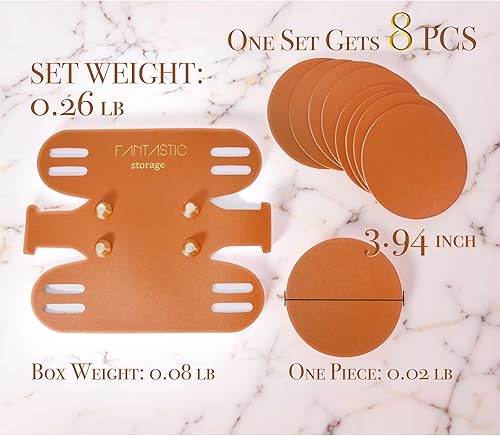 Miniatura 3 de KOSHA Juego de 8 posavasos de cuero para bebidas, juego de 8 tapetes de cuero con soporte hecho a mano para escritorio de mesa, decoración del