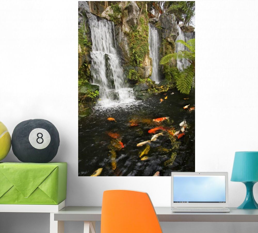 Wallmonkeys FOT-3828758-36 WM327410 Koi Fish Pond with Waterfalls Peel and Stick Wall Decals, 36" H x 24" W-Large