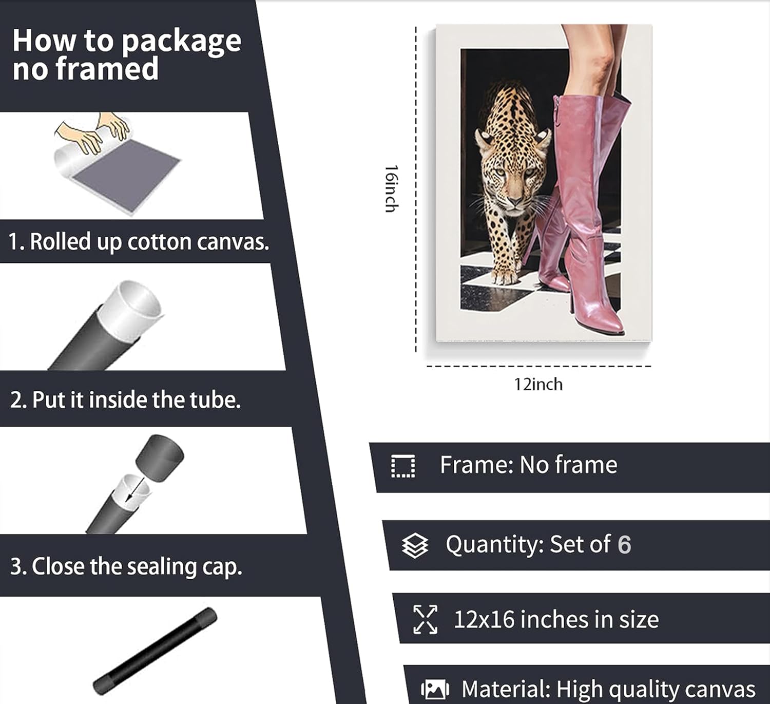 Trendy Pink Leopard Print Wall Art Fashion Woman and Cheetah Pictures Wall Decor Vintage Guest Check Funky Girly Y2K Aesthetic Posters Prints Artwork for Dorm Apartment, Unframed