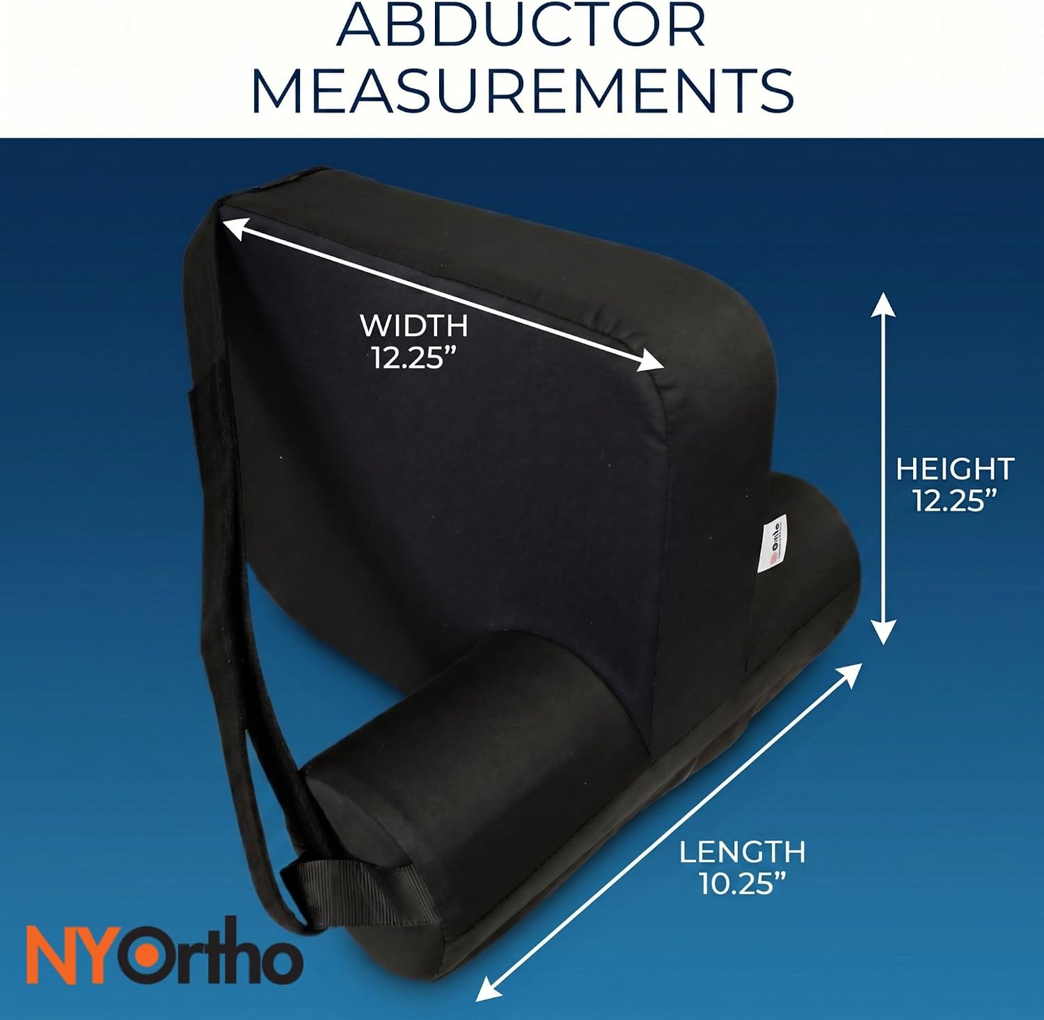 NYOrtho Lateral Position Knee Abductor Pillow - Cushioned for Side Sleeping Knee Separation Pressure Relief, Post Surgery & Hip Alignment, with Strap - Made in USA