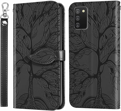 Miniatura 1 de MEUPZZK Funda para Samsung Galaxy A03S funda tipo cartera para Samsung A03S piel sintética de alta calidad en relieve con ranuras para tarjetas
