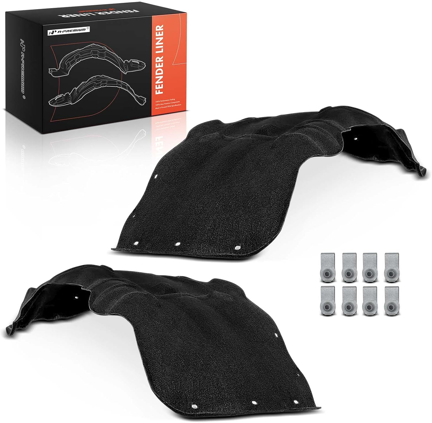 A-Premium Front Inner Fender Liner Splash Shield Set with Clips