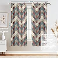 Vista 104 de Shrahala Ethnic Geometric Tribal Kitchen Valances Half Window Curtain, Native American Navajo Tribal Design Print Kitchen Valance for Window Ink