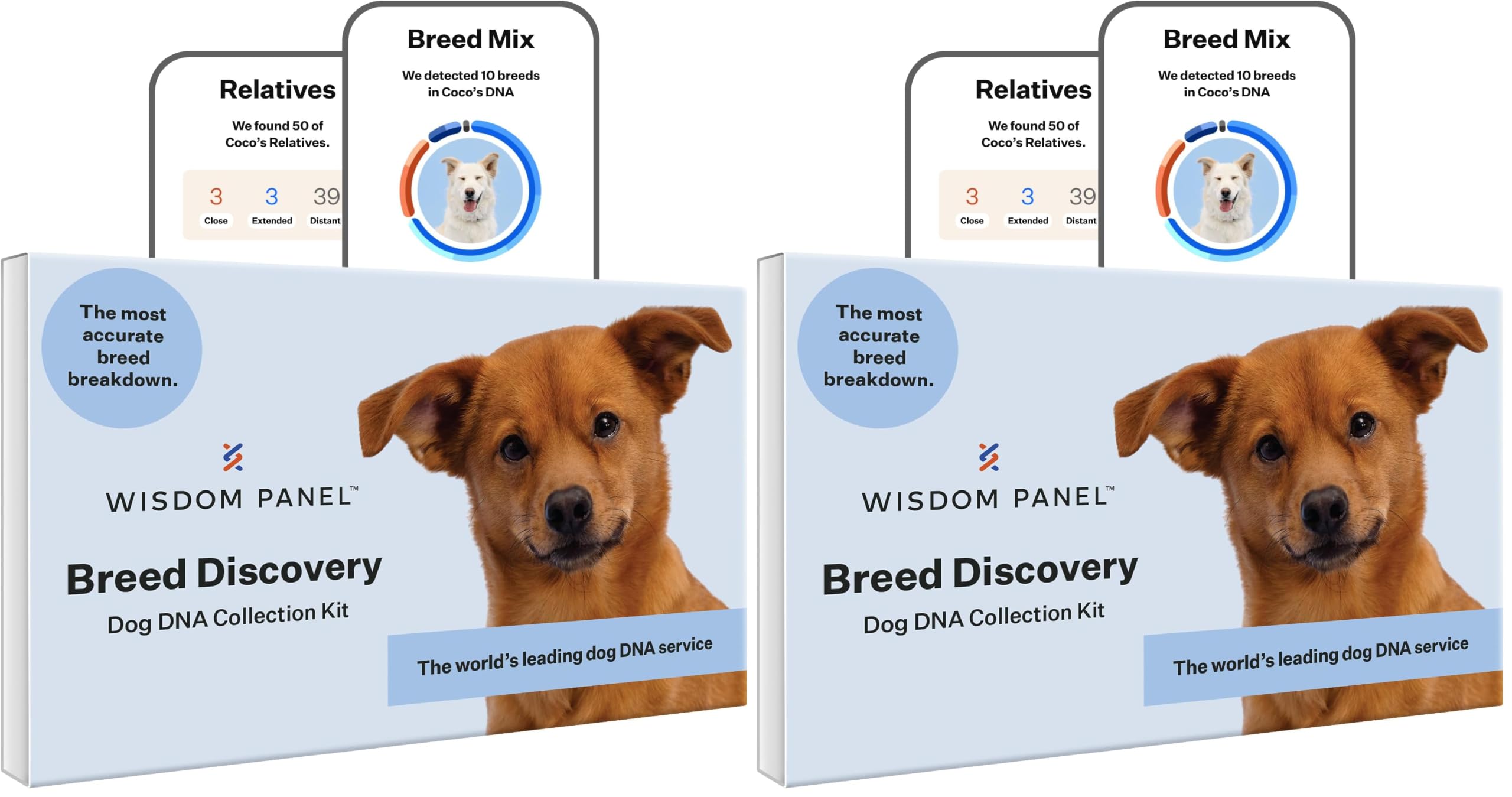 Wisdom Panel Breed Discovery Dog DNA Testing Kit - Most Accurate Dog Breed Identification - Test for 430+ Breeds, MDR1 Health Test, Ancestry, Relatives (Pack of 2)