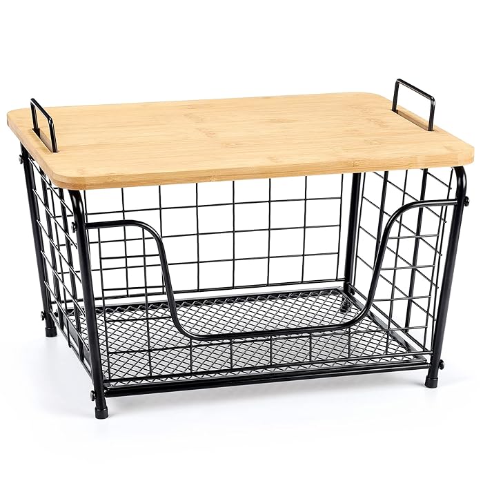 Buy Nandae Kitchen Counter Basket, Stackable Metal Wire Basket Storage