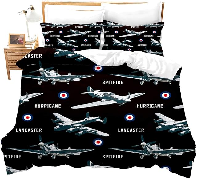 Loussiesd Plane Duvet Cover Set Single Size for Kids Child Teens Men Aircraft Runway Decoration Modern Comforter Cover with 1Pillow Shams Zipper Ultra Soft Microfiber Cool Aviation Quilt Cover