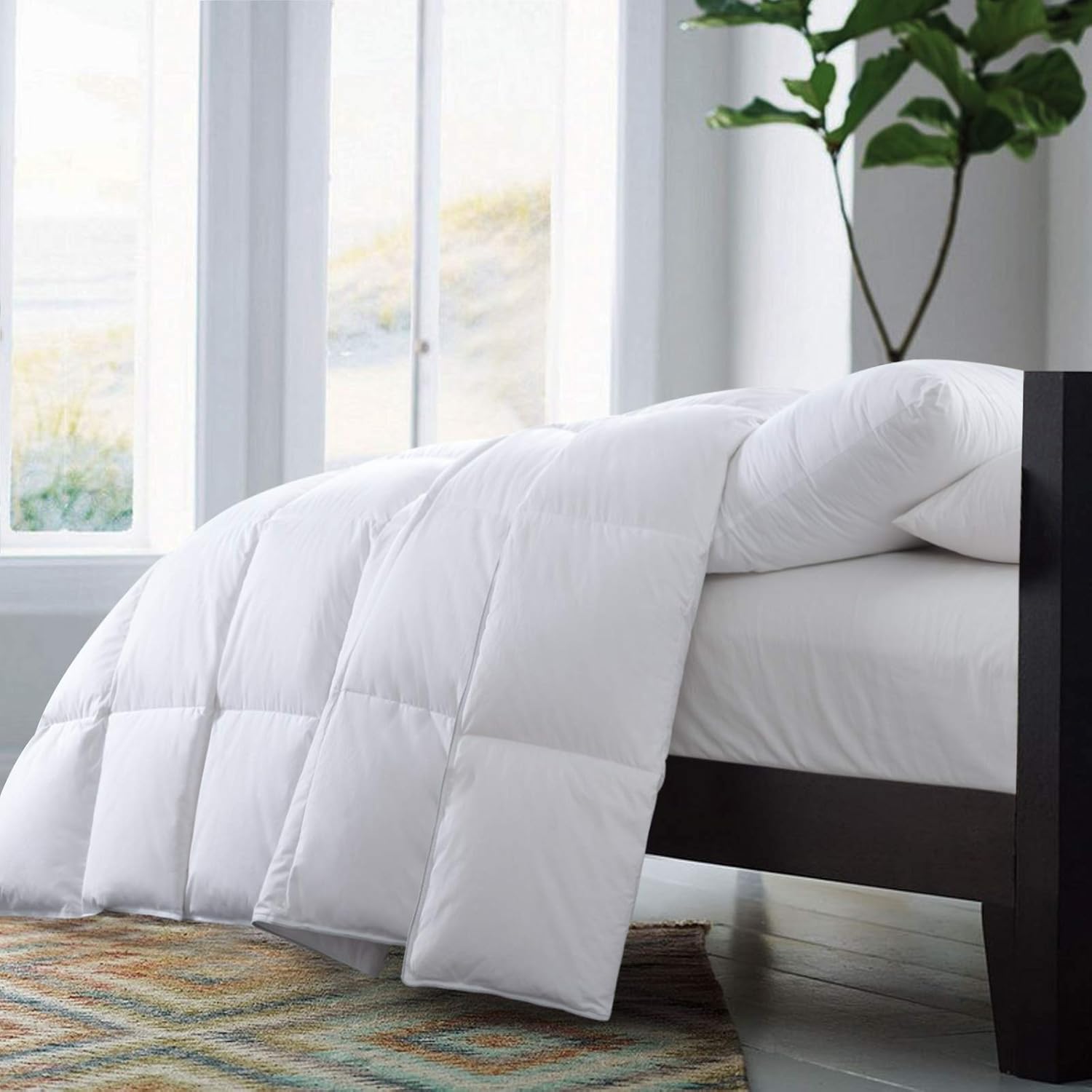 HOMBYS Luxurious Goose Down Comforter Queen Size,100% Cotton Down Proof Duvet Insert Bedding Comforters, 55 Oz Fill Weight Premium Goose Down Feather, 8 Corner Tabs ( White Comforter, Queen) : Home & Kitchen