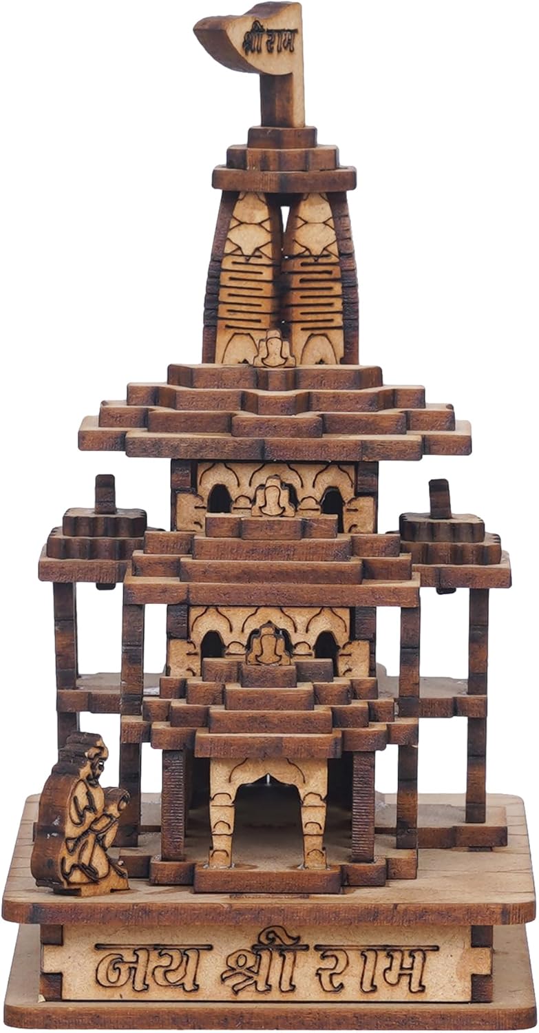 Webelkart Premium Ram Mandir Ayodhya Wooden Temple Beautiful Plywood Mandir Pooja Room Home Decor Office/Home Temple (Size-5)