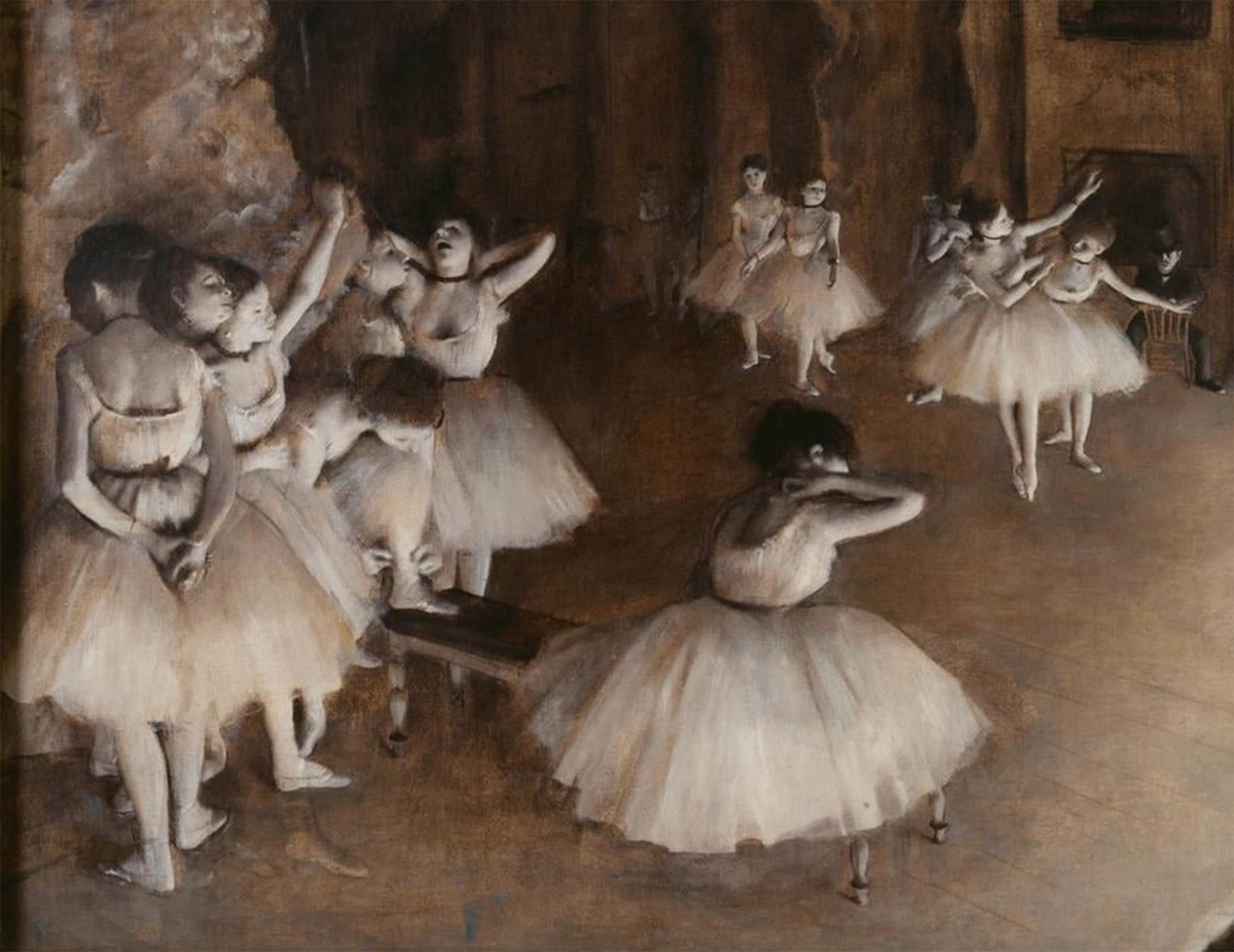 ARTXLXXBN Famous Painting Canvas Artwork Graffiti Print Repetition of a Ballet on the Stage by Edgar Degas Portrait Canvas Image for Home Decor 60x90cm