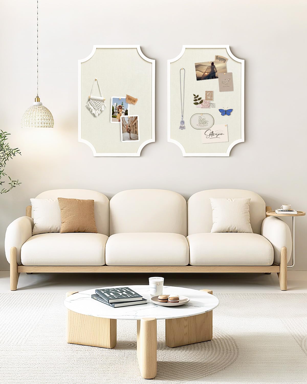 Okydoky Pinnwand Kork mit Leinen, 50 x 75 cm Groß Korkwand Pinnwand, Pinwand Korktafel Für Küche, Büro, Schul und Zuhause Dekoratives, Weiß Holzrahmen(WH-5075). DE