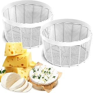 Grand Way 2 PCS Cheese Making Semi Soft and Soft Cheese Molds for 0,5 GAL - Homemade Cheese Making Supplies - Molde Para Queso Fresco Casero - Feta Ricotta Brie Cream Form - Сheese Molds