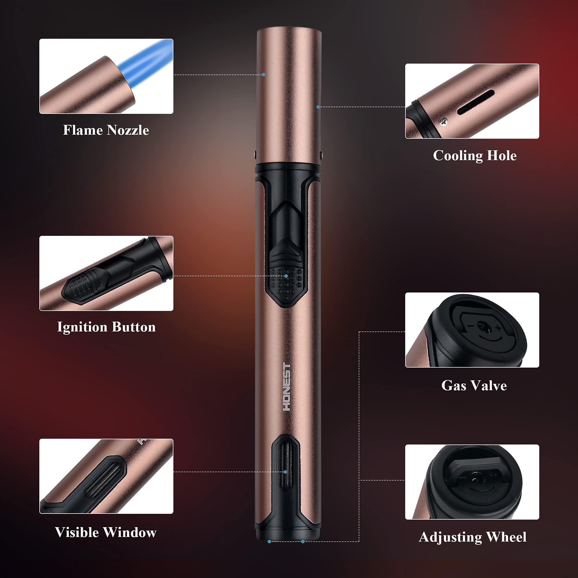 IEIK Butane Torch Lighter 2 Pack Refillable Torch Lighter Adjustable