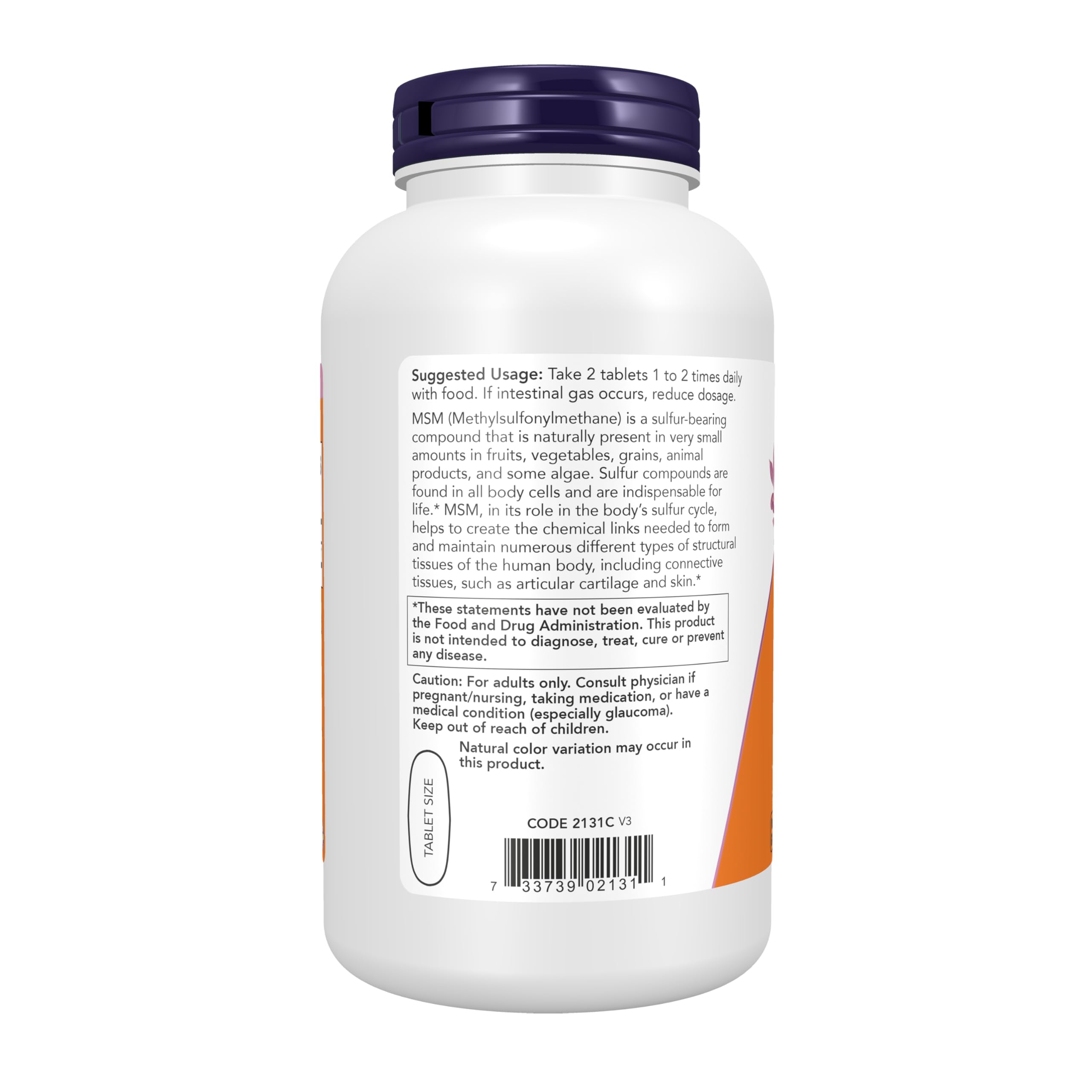 NOW Foods MSM Methylsulphonylmethane, 1500mg - 200 tabs