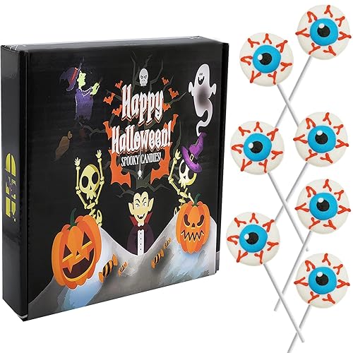 Miniatura 2 de Piruletas de Halloween con forma de ojos y caramelos, rellenos de bolsas de fiesta de truco o trato (paquete de 12)