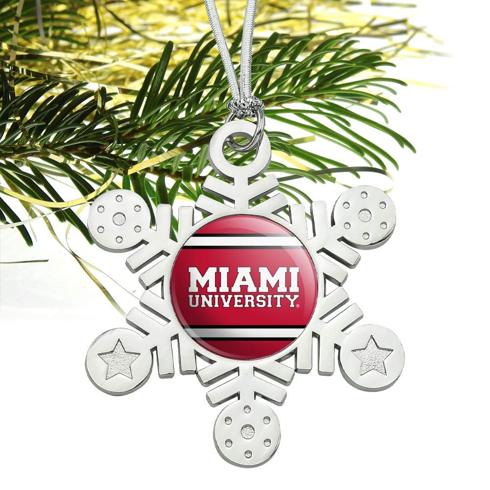 GRAPHICS & MORE Miami University Stripes Metal Snowflake Christmas Tree Holiday Ornament