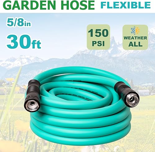 Miniatura 2 de Manguera de jardín de 58 pulgadas x 30 pies con mango giratorio, manguera de agua flexible y resistente a las torceduras para césped de jardín al