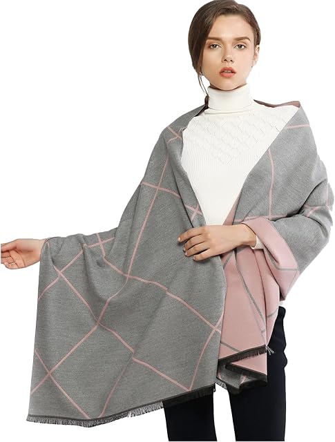 RIIQIICHY Plaid Scarfs for Women Pashmina Shawls and Wraps Ladies Scarves for Winter Warm