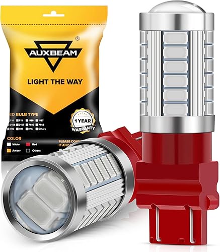 Auxbeam Bombillas LED rojas 3156 3157, superbrillantes, 3056, 3057, 3457, 4057, 4157, luces traseras, 3030-SMD 12V, paquete de 2 (puede necesitar