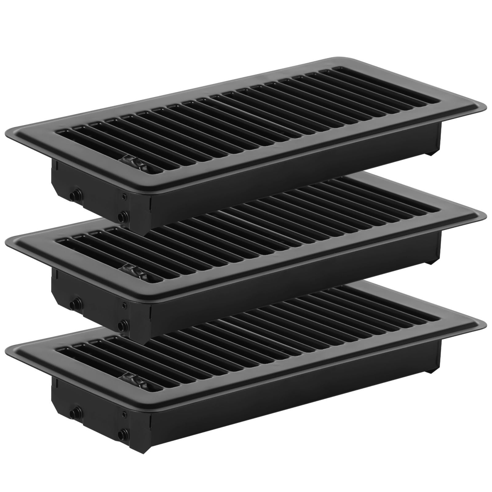 Lot de 3 grilles d'aération de sol réglables acier gris foncé maison jardin