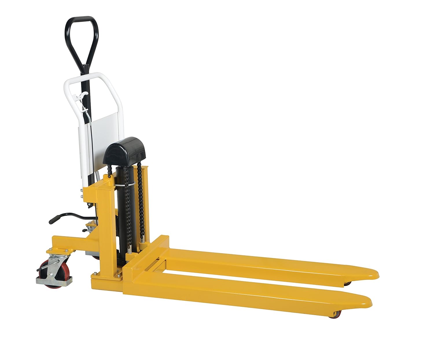 Vestil TAL-220-HD Steel Tote-A-Load Ergonomic Foot Pump Hydraulic Power Fork Size 21 in. x 43 in. 2,200 Lb. Capacity Yellow