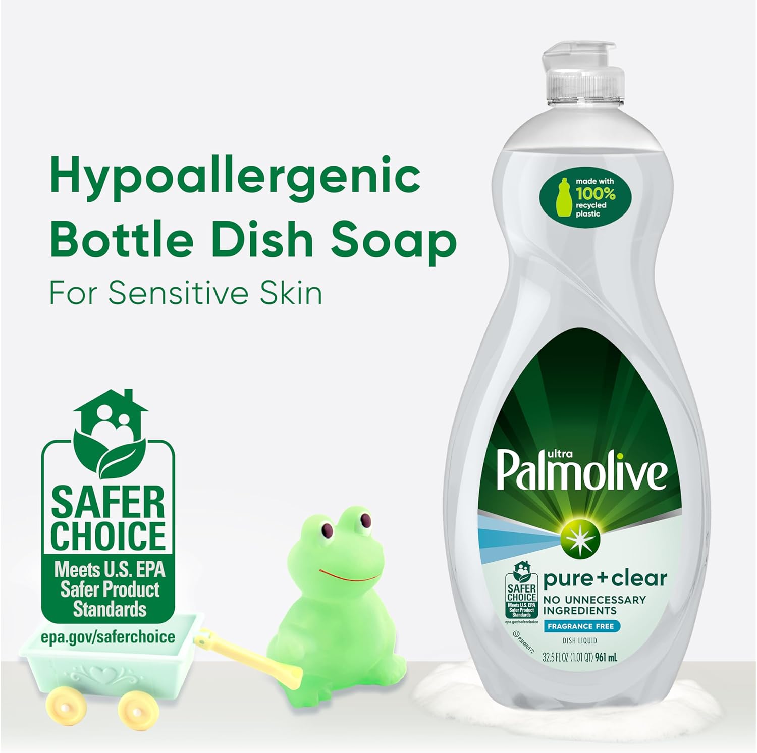 palmolive ultra dishwashing liquid dish soap, pure + clear fragrance free - 32.5 fluid ounce (packaging may vary) pure + clear unscented 32.5 fl oz (pack of 1)