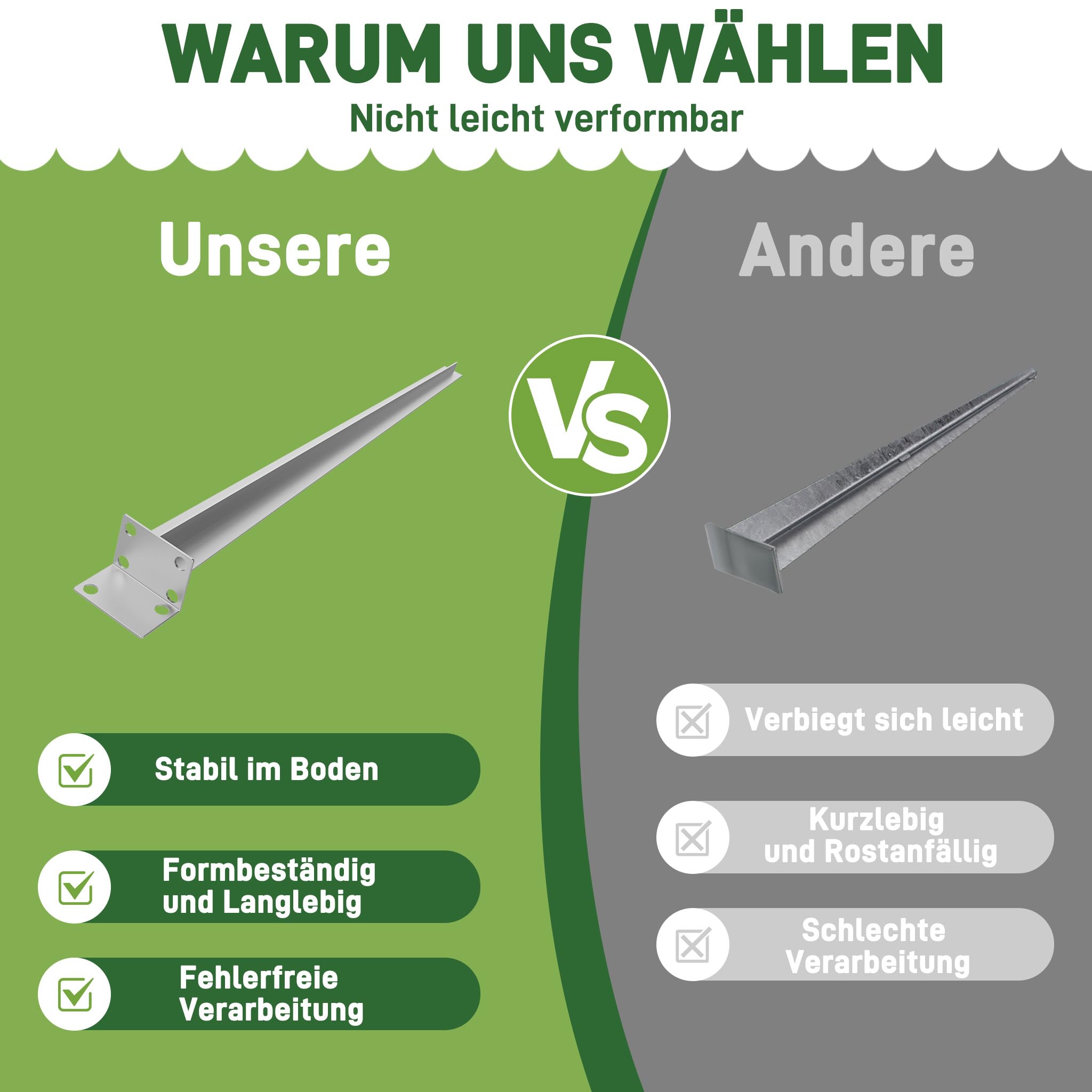 Froadp Bodenhülse Einschlaghülse L-Form 70cm Feuerverzinkt 2mm Metall Pfostenträger für Holzpfosten Metallpfosten 8 Stück Silber Bodenanker Erdspieß passend für Zaun Carport Pergola Gartenbau