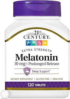 SMART MONKEY TECHNOLOGIES 21st Century Melatonin 10mg Time Release, 120 Tablets | Non-Habit Forming Sleep Aid for Adults |...