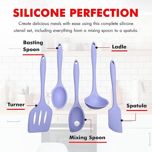 Miniatura 4 de Chef Craft - Juego de herramientas y utensilios de cocina de silicona de alta calidad, antiarañazos, soporta temperaturas de hasta 450 F, sin BPA,