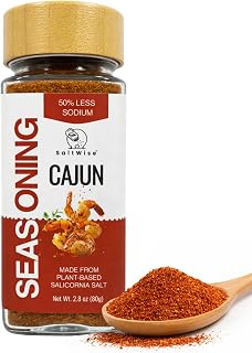 SaltWise Cajun Seasoning – Low Sodium Cajun Spice Blend Made with Salicornia Salt, No MSG, Gluten Free, Louisiana-Style Seasoning for Meats, Seafood, Jambalaya & Vegetables – 2.5 oz (70g)