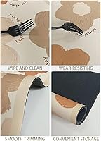 Vista 4 de Tapete de secado de platos con patrón de flores creativas para encimera de cocina, tapete de drenaje súper abosrbente, tapete de café antideslizante