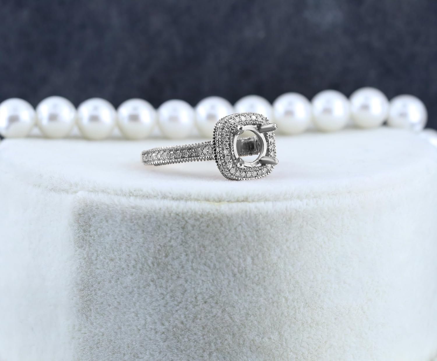 Dazzlingrock Collection 0.90 Ctw Round White Natural Diamond Bridal Semi Mount Engagement Ring, Can be fit 1.50 cts. (7.4mm) Round Shape Center Stone, 10K Real Solid Gold