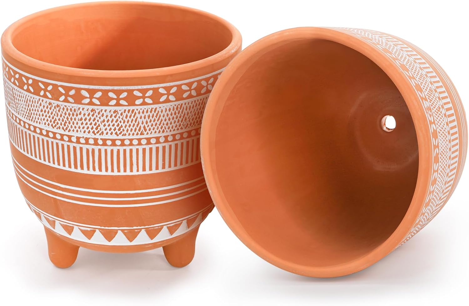 Frcctre 2 Pack Terracotta Pots, 6 Inch Succulent Clay Pottery Plant Pots Cactus Terra Cotta Flower Pot with Drainage Hole for Indoor Plants, Cactus, Succulent, Herbs