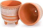 Frcctre 2 Poêles de terre cuite, 6 Potterie en argile succulente de pouce Pots de fleurs Cactus Terra Cotta avec trou de drainage pour les plantes intérieures, CactuS, Succulent, Herbes