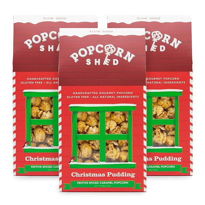 Buy Popcorn Shed Christmas Pudding Popcorn Sheds 3 Pack, 3 x 2.8oz