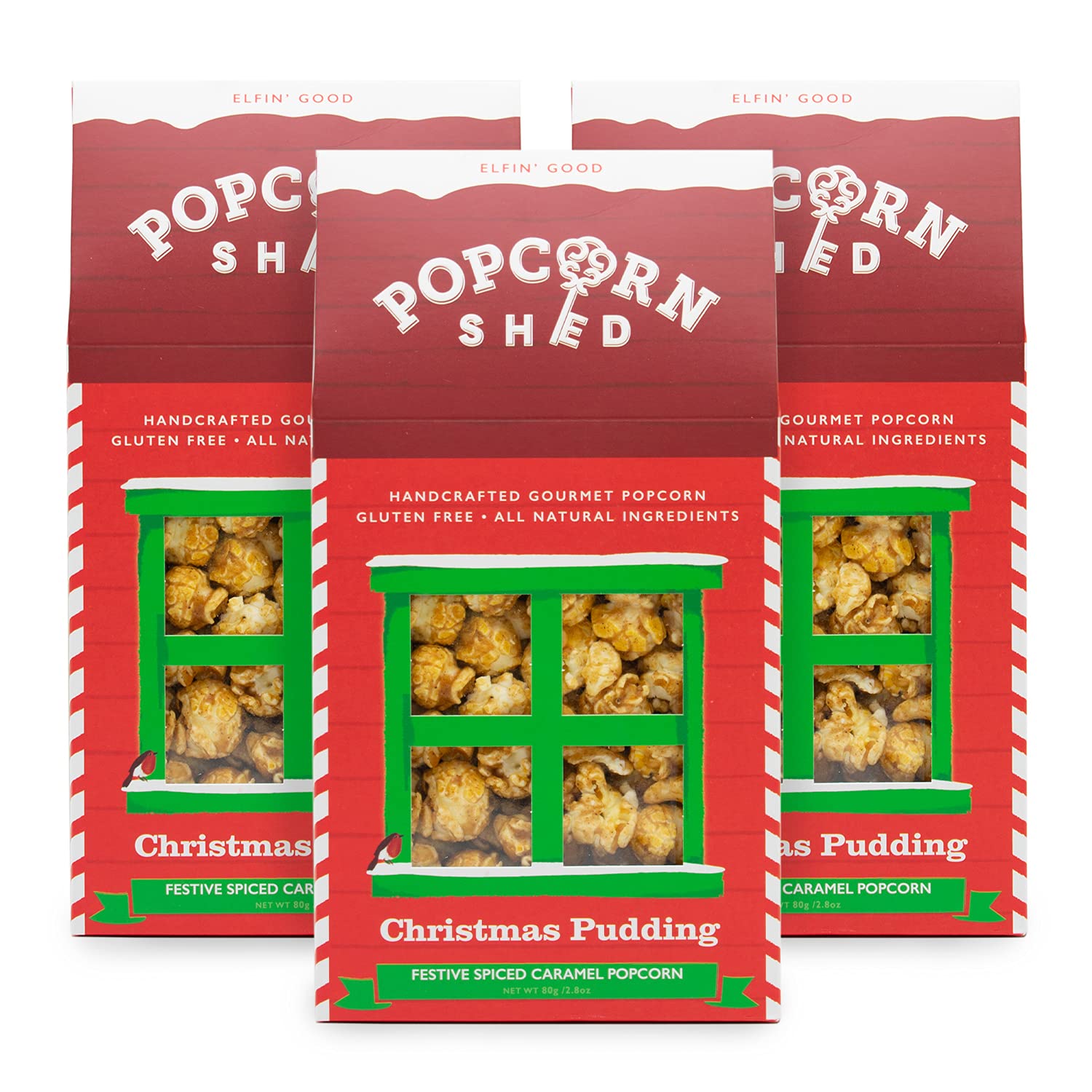 Buy Popcorn Shed Christmas Pudding Popcorn Sheds 3 Pack, 3 x 2.8oz
