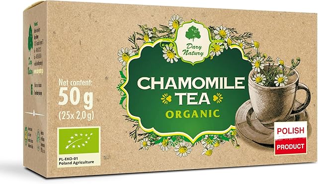 Organic Camomile Tea BIO (25 x 2,5 g) - DARY NATURY Chamomile / Digestion & Sleep Easy Tea / organic wild chamomile flowers / Calm tea