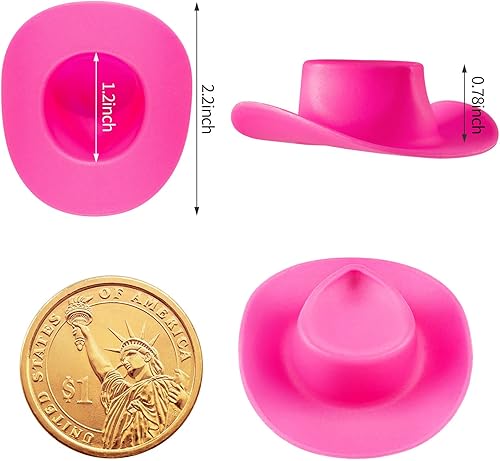 Miniatura 7 de 20 mini sombreros de vaquero rosa, mini sombrero de vaquera occidental de plástico para decoración de casa de muñecas