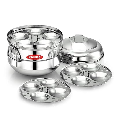PANCA Idli Maker 3 Plate 13 Idli Cooker, Premium Idli Panai Heavy Weight Idly Cooker, Idli Steamer, Idli Pot- Silver (13