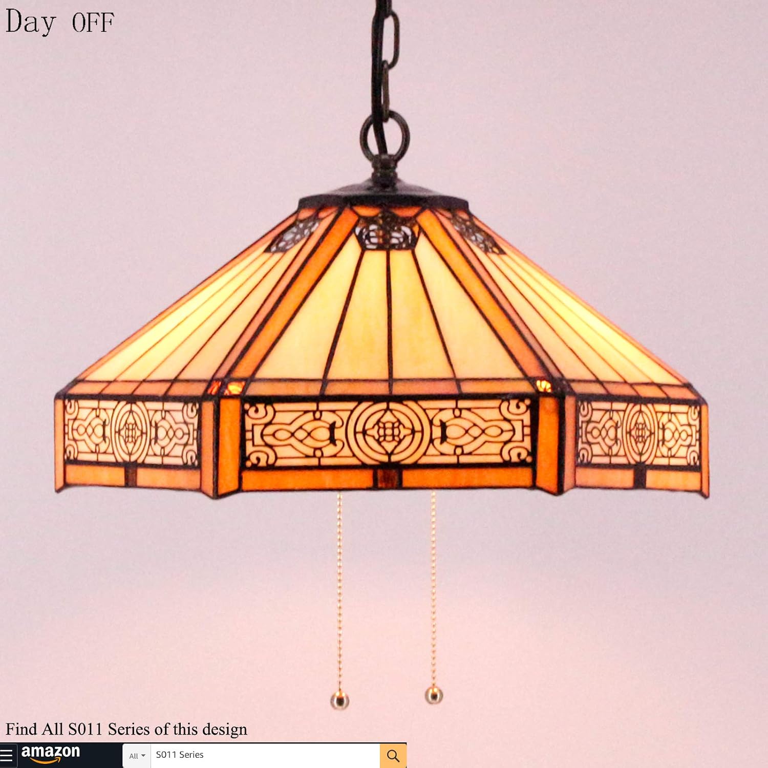 Suреr Brаndѕ Tiffany Pendant Lighting for Kitchen Island Large Fixture Industrial Rustic LED Chandelier Swag Farmhouse 16Stained Glass Mission Hexagon Shade Boho Hanging Lamp Bedroom Living Dining Room WERFACTORY
