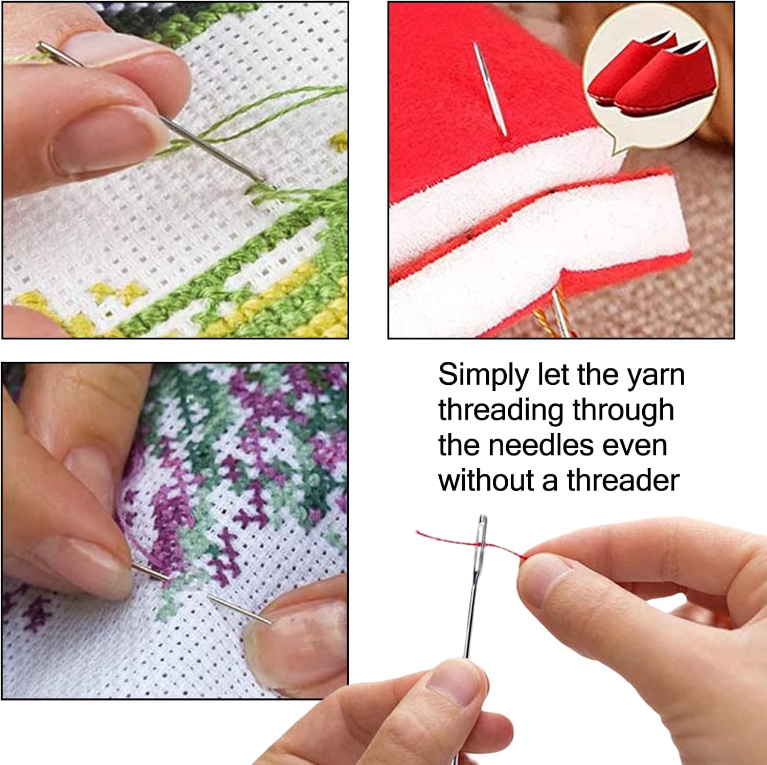 Sewing Needles Large Eye Hand Sewing - 25 Pieces Embroidery Needles for Hand Sewing,Hand Sewing Needles,Large Eye Sewing Needles with Wooden Needle Case Carving Pattern - YAWALL : Arts, Crafts & Sewing