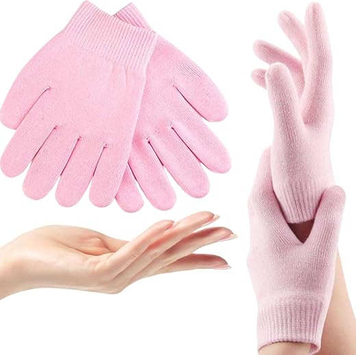 BRIGHT MARKET Spa Hand Gloves – Gel-Infused Moisturizing Gloves for Dry Hands – Cotton &amp; Silicone Gloves for Cracked Skin ...